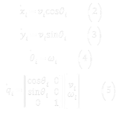 수식 (2)~(5) Differential-drive AMR 기본 운동학